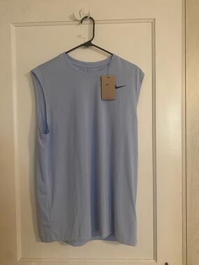 Nike Light Blue Short Sleeve Dri-FIT Tee with Subtle Swoosh